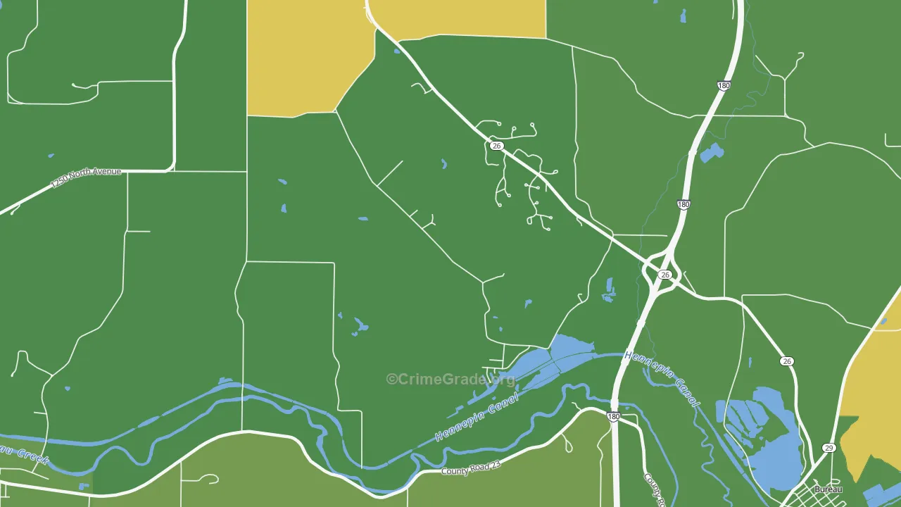 Bureau, IL Map of Vandalism Rates