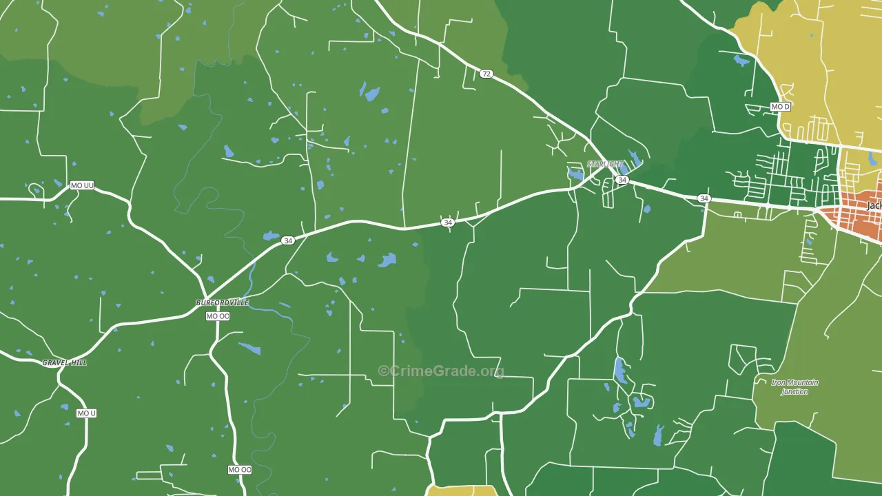 Burfordville, MO Map of Vandalism Rates