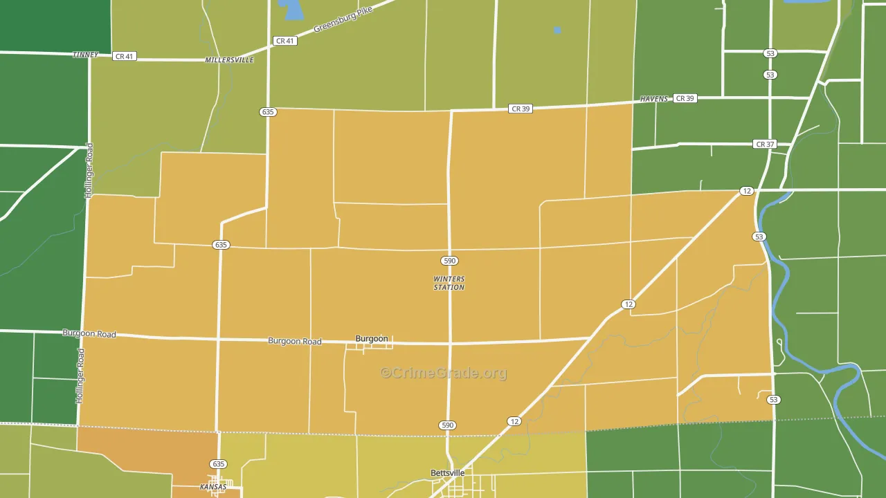 Burgoon, OH Map of Vandalism Rates