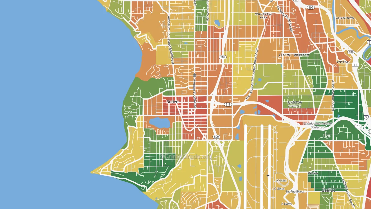 Burien, WA Map of Vandalism Rates