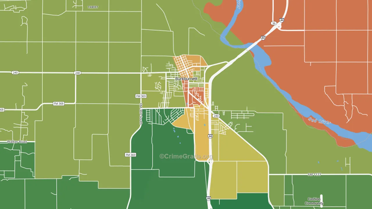 Burkburnett, TX Map of Vandalism Rates
