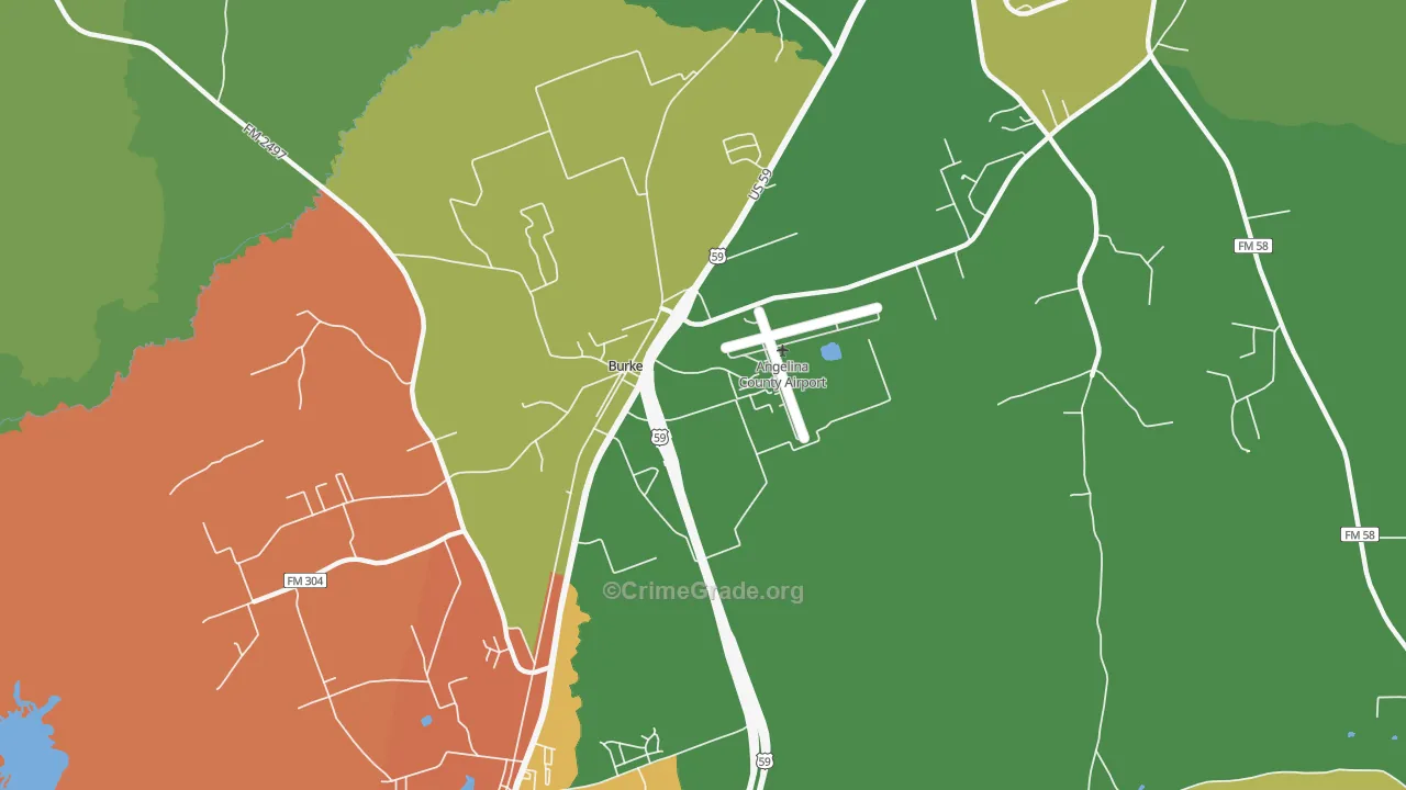 Burke, TX Map of Vandalism Rates
