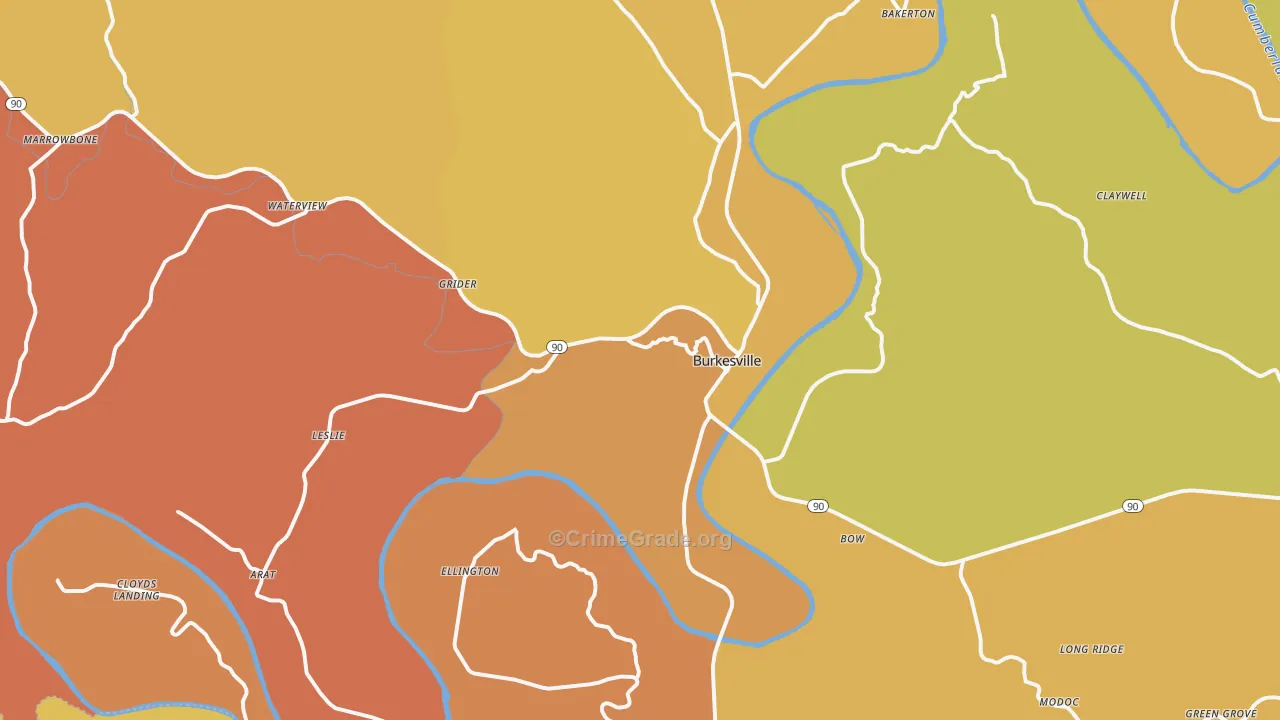 Burkesville, KY Map of Vandalism Rates