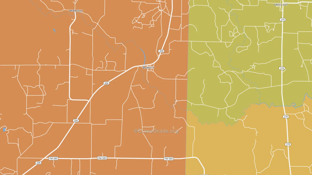 Burkett, TX Map of Vandalism Rates