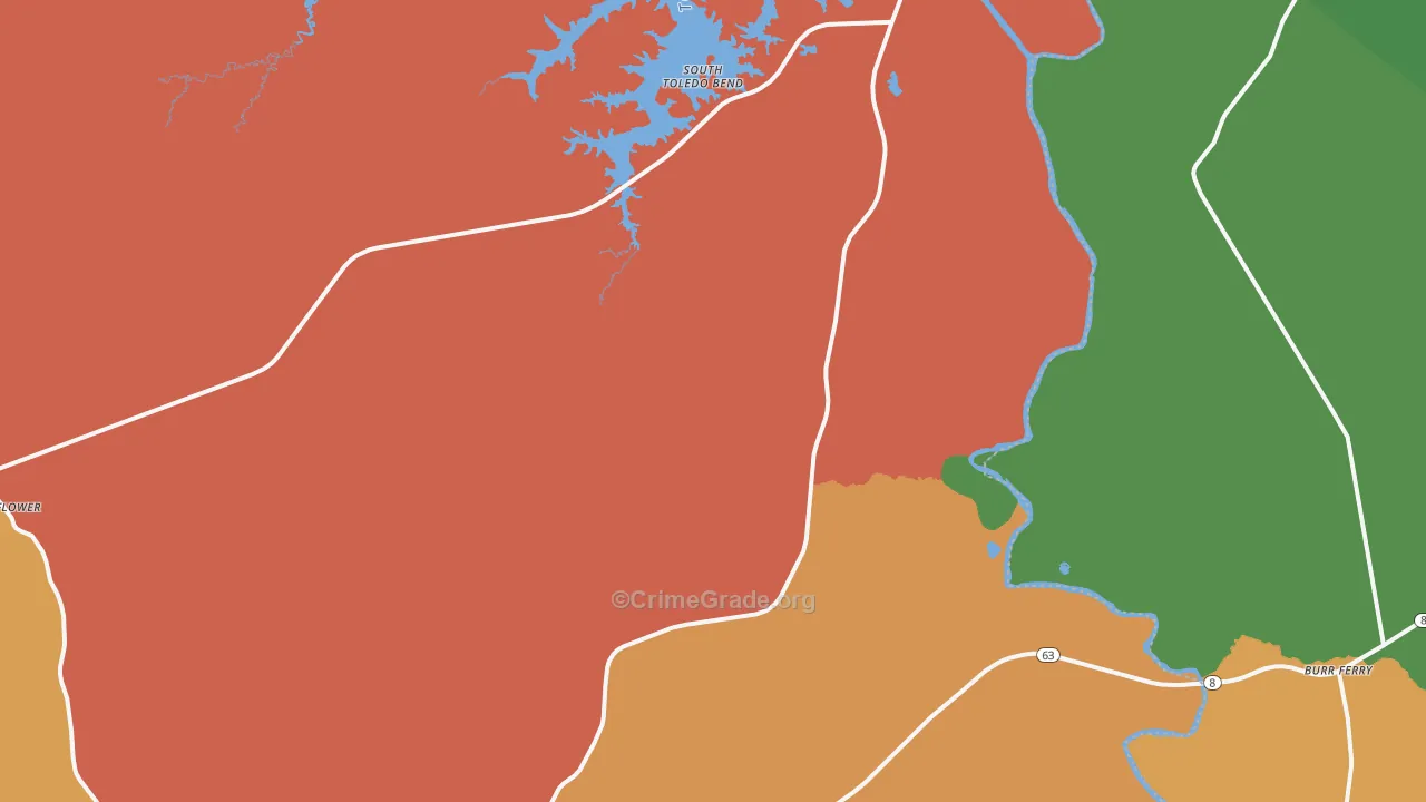 Burkeville, TX Map of Vandalism Rates