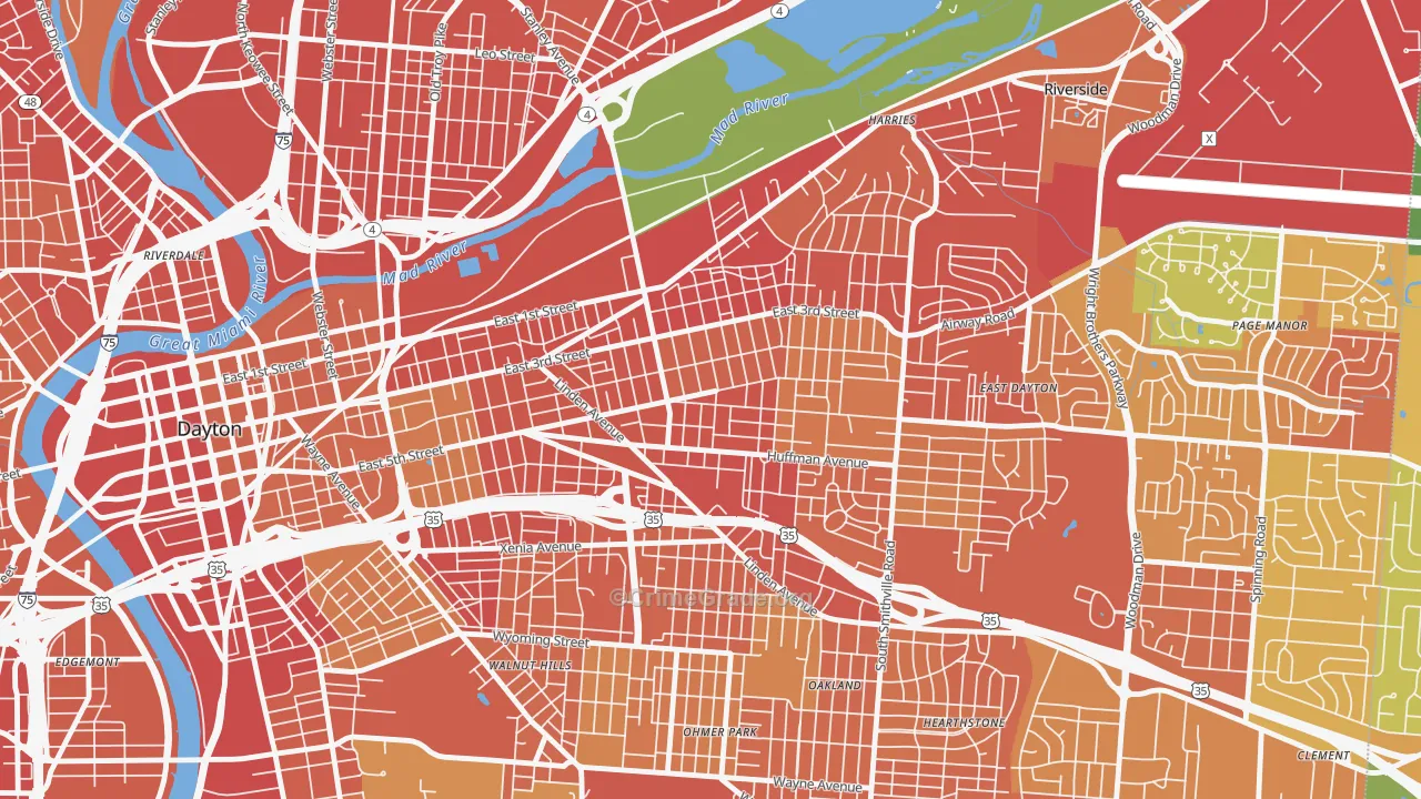 Burkhardt, Dayton, OH Map of Vandalism Rates