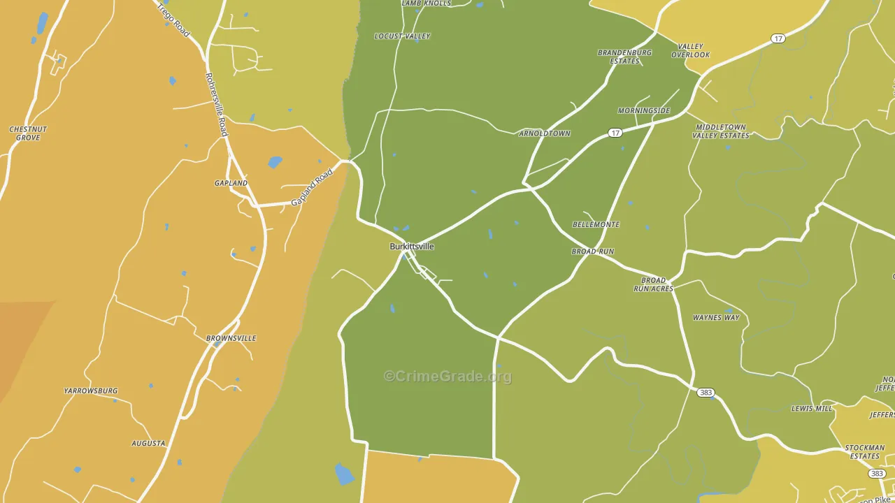Burkittsville, MD Map of Vandalism Rates