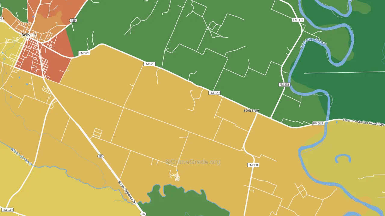 Burleigh, TX Map of Vandalism Rates