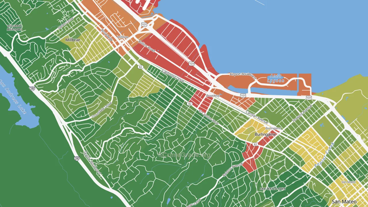Burlingame Gate, Burlingame, CA Map of Vandalism Rates