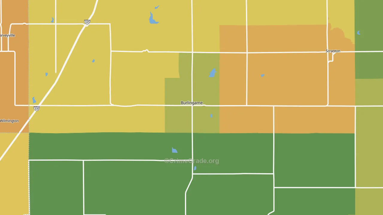 Burlingame, KS Map of Vandalism Rates