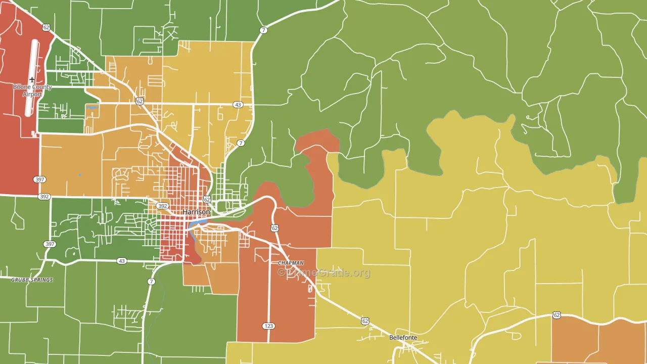 Burlington, AR Map of Vandalism Rates