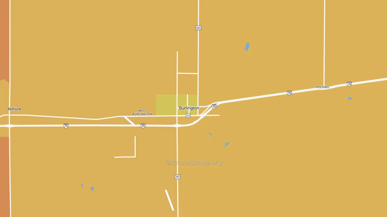 Burlington, CO Map of Vandalism Rates