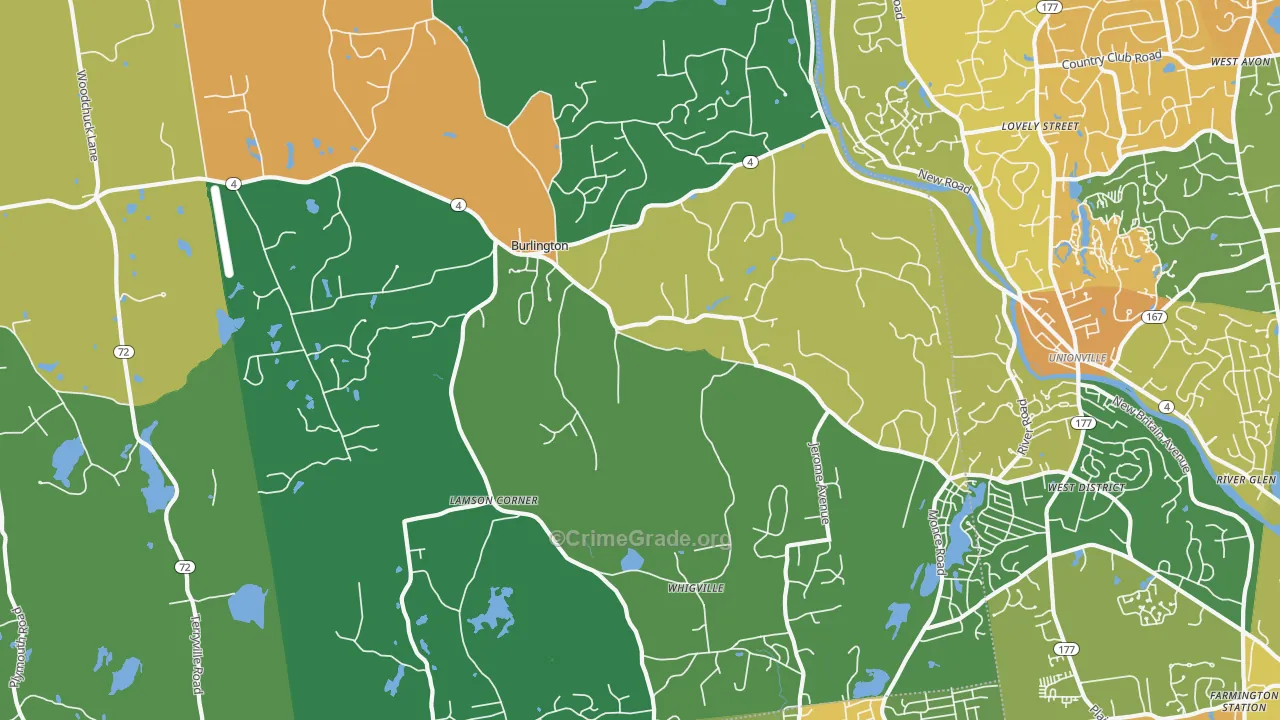 Burlington, CT Map of Vandalism Rates