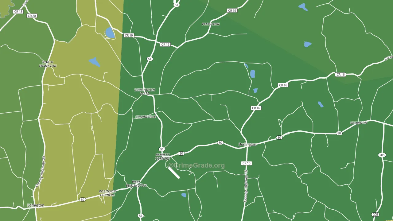 Burlington Flats, NY Map of Vandalism Rates