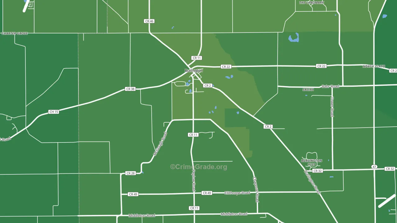 Burlington, IL Map of Vandalism Rates