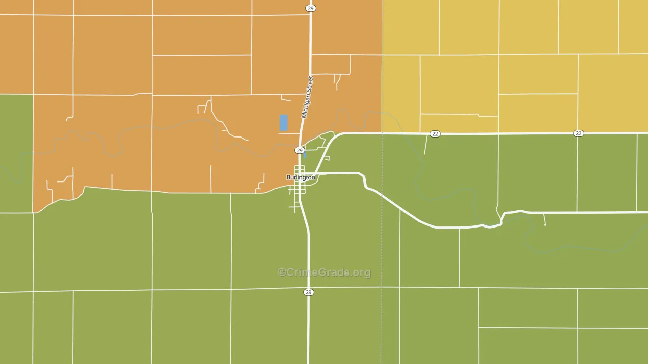 Burlington, IN Map of Vandalism Rates