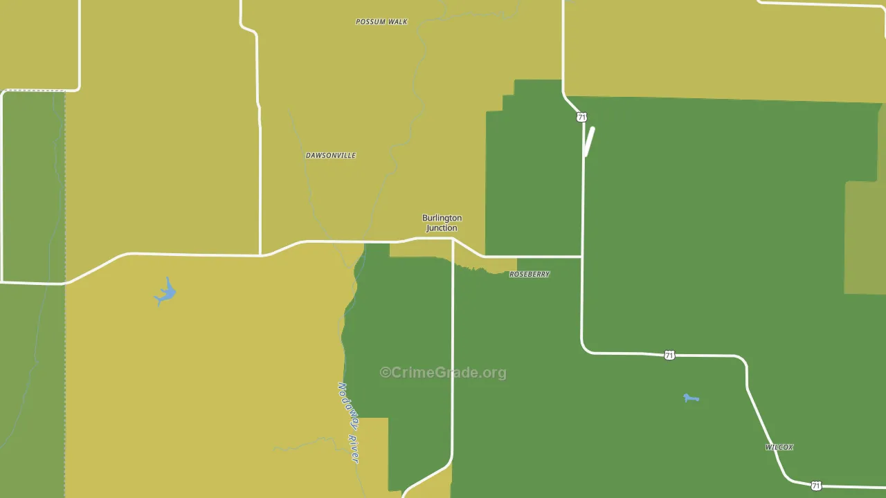 Burlington Junction, MO Map of Vandalism Rates