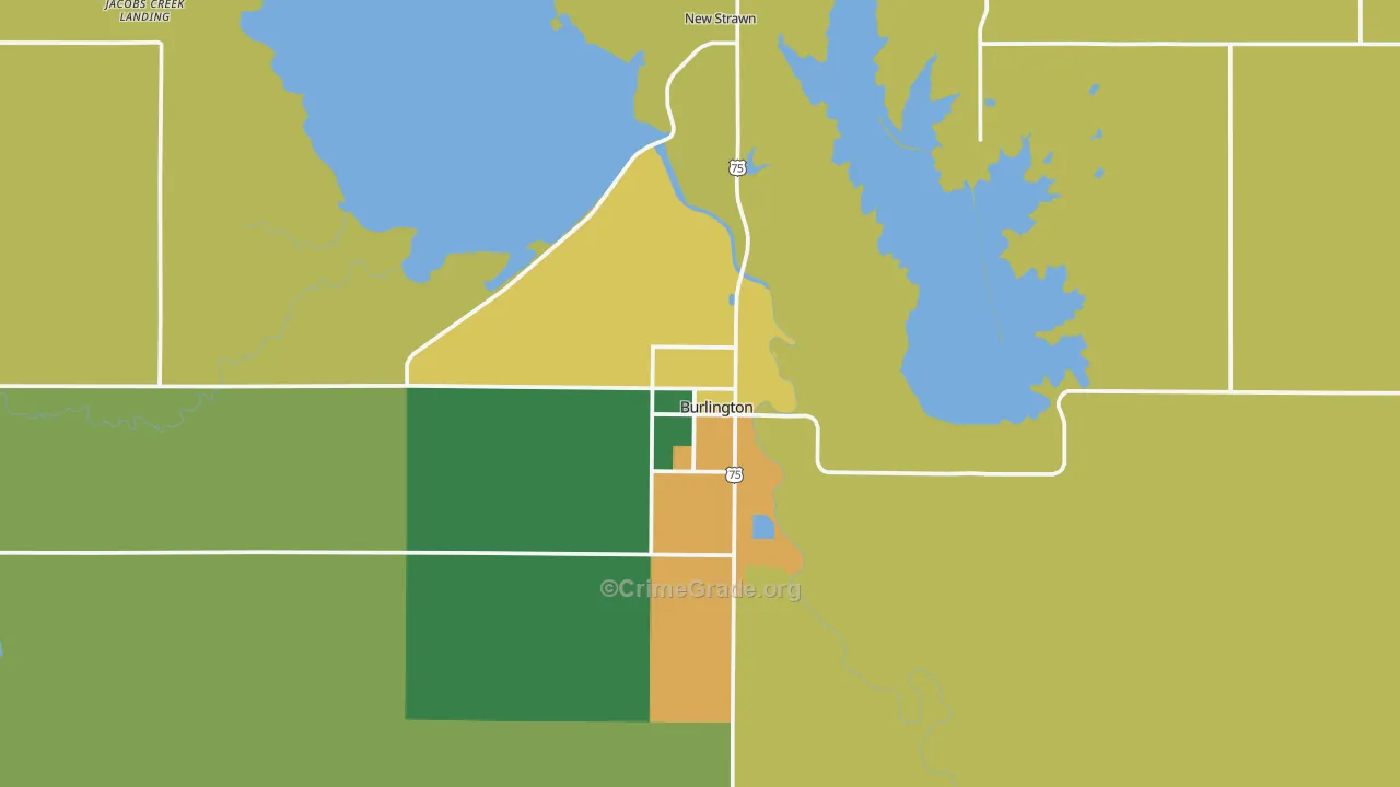 Burlington, KS Map of Vandalism Rates