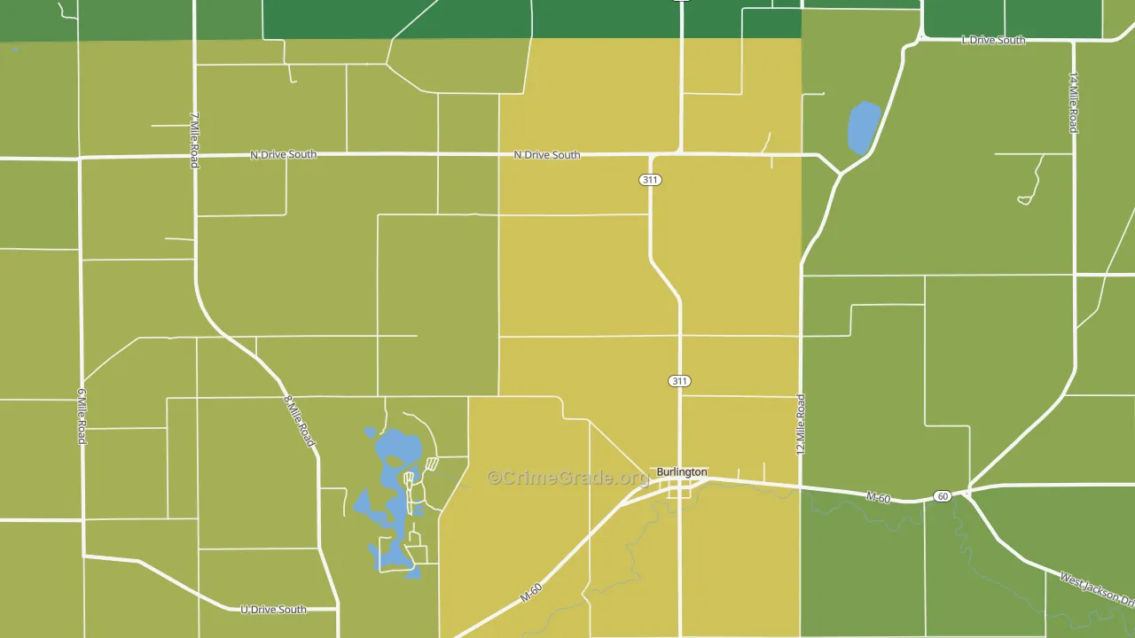 Burlington, MI Map of Vandalism Rates