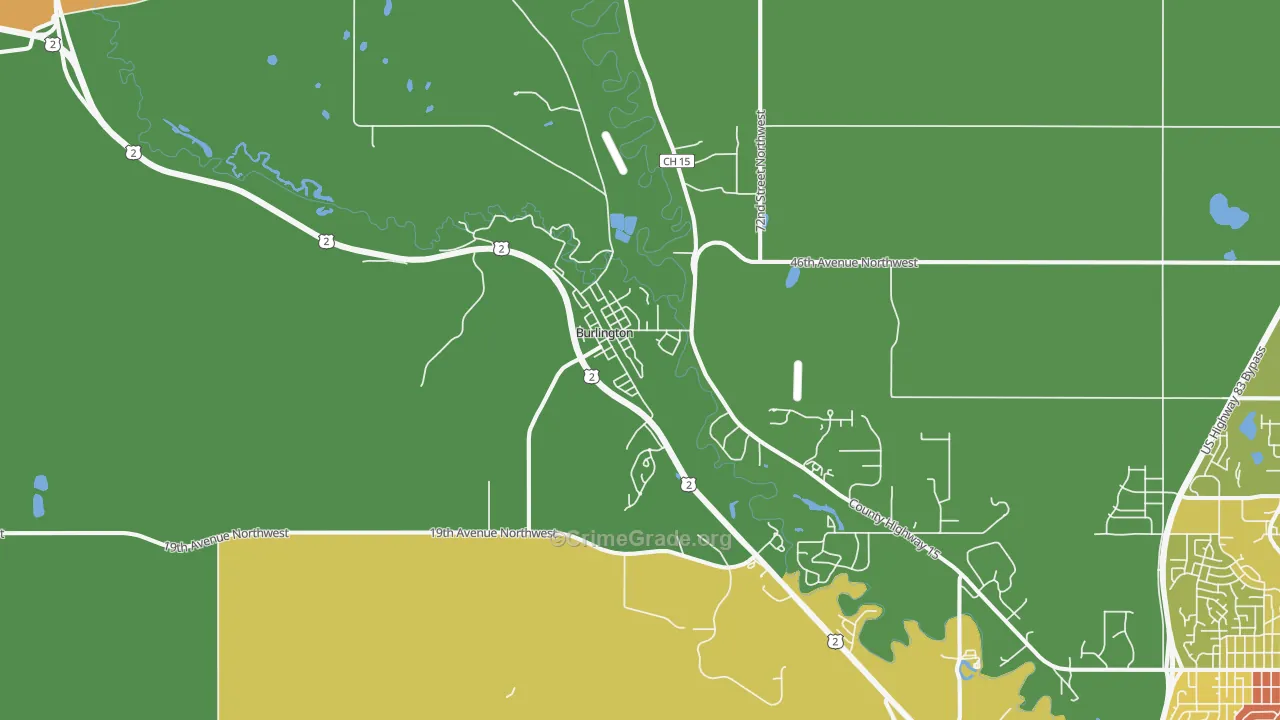 Burlington, ND Map of Vandalism Rates