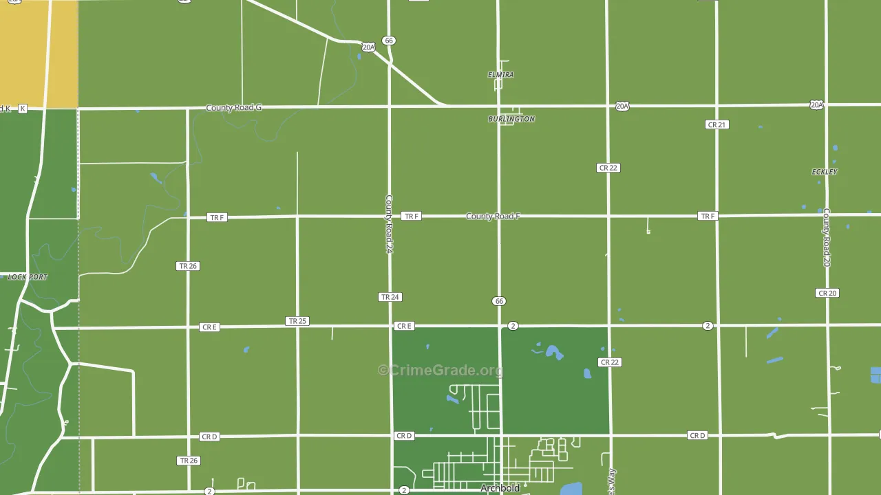 Burlington, OH Map of Vandalism Rates