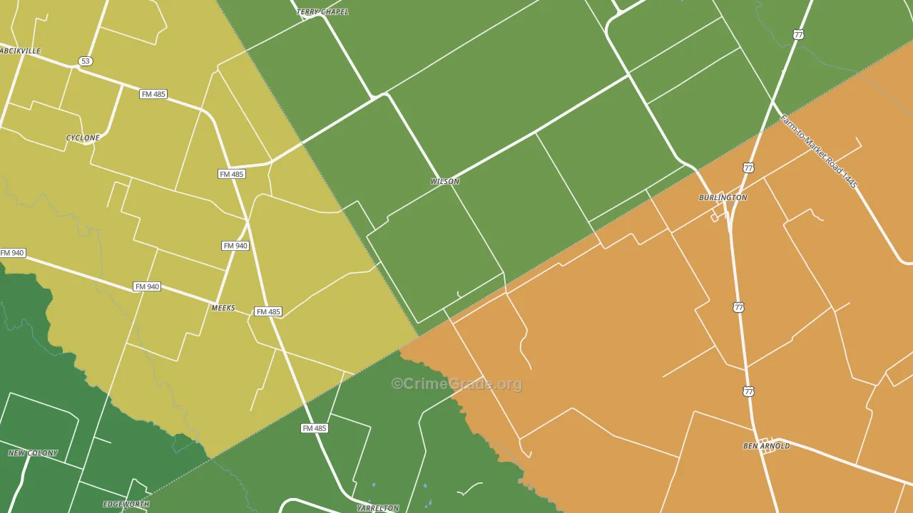 Burlington, TX Map of Vandalism Rates