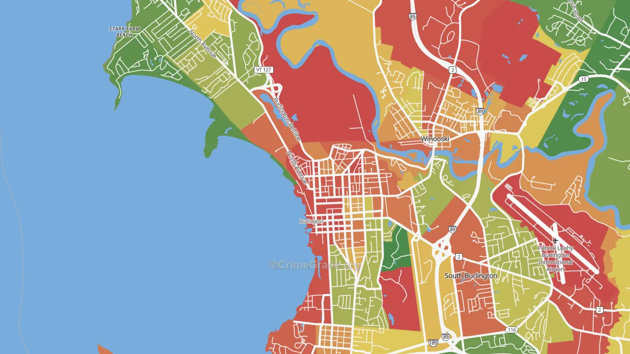 Burlington, VT Map of Vandalism Rates