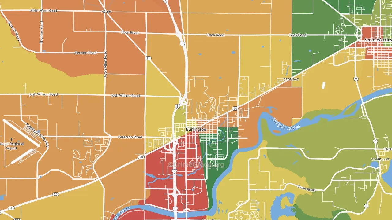 Burlington, WA Map of Vandalism Rates