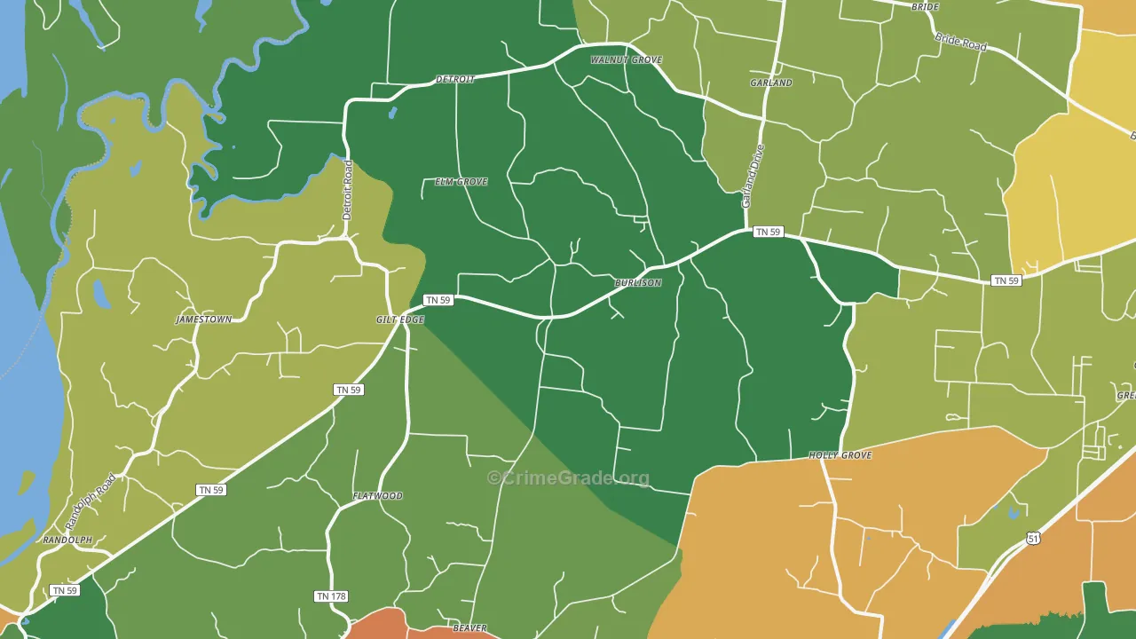 Burlison, TN Map of Vandalism Rates