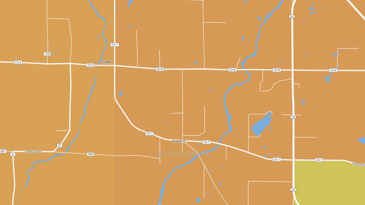Burnett, MN Map of Vandalism Rates
