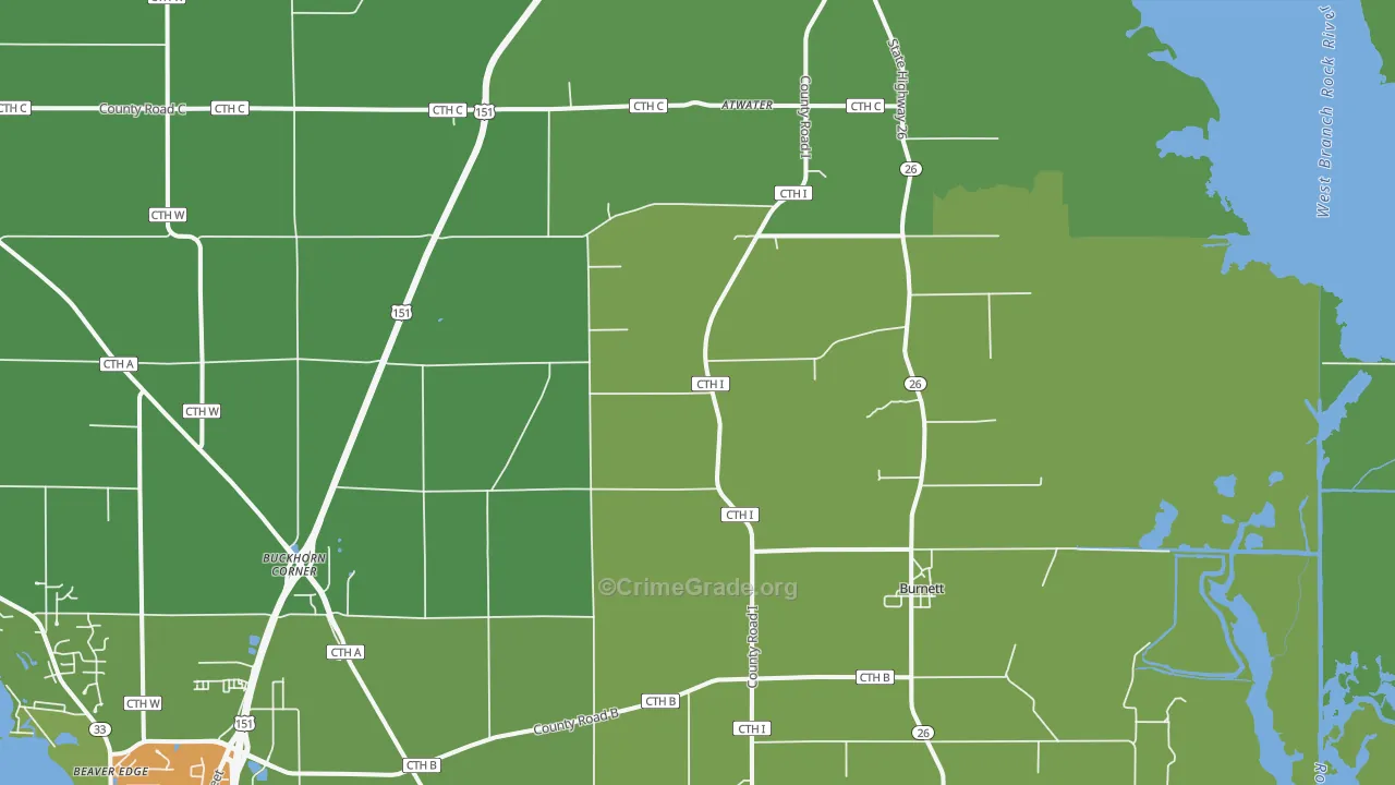 Burnett, WI Map of Vandalism Rates