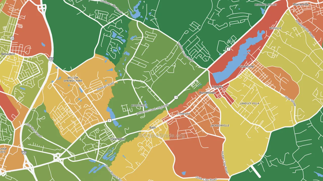 Burnettown, SC Map of Vandalism Rates