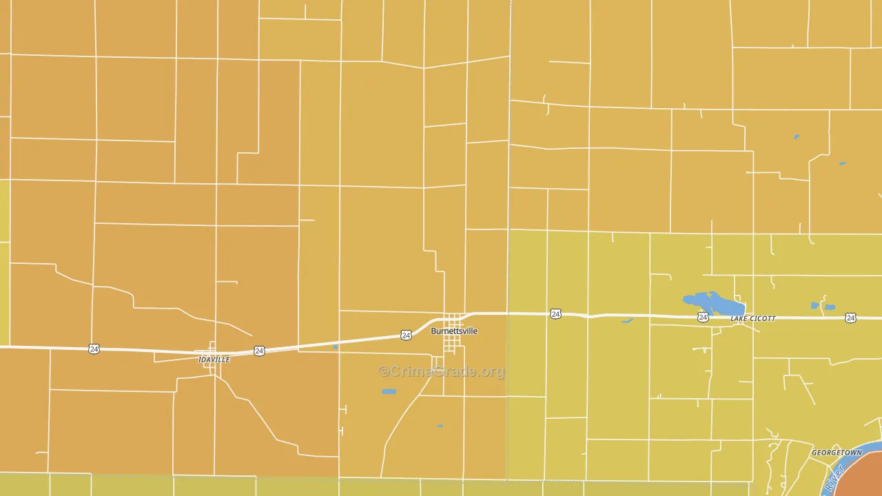Burnettsville, IN Map of Vandalism Rates
