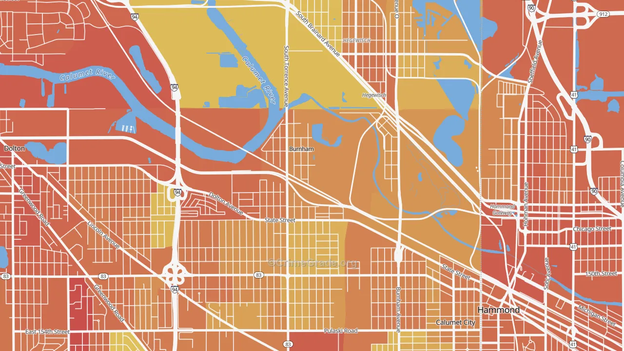 Burnham, IL Map of Vandalism Rates