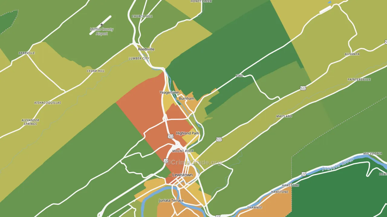 Burnham, PA Map of Vandalism Rates