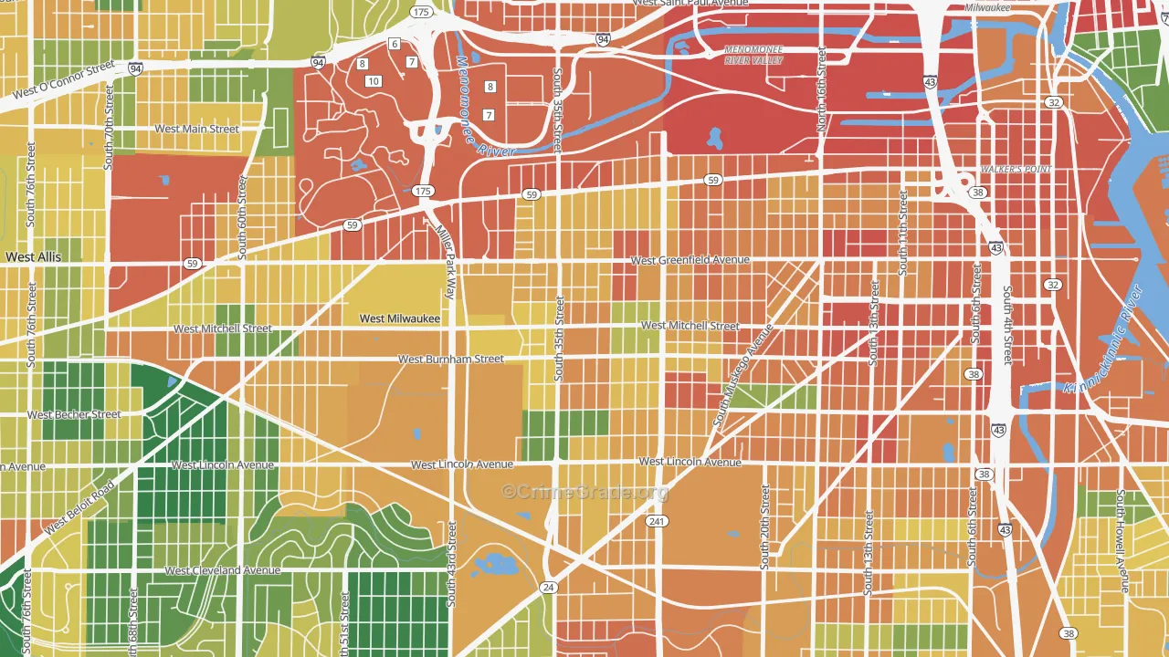 Burnham Park, Milwaukee, WI Map of Vandalism Rates