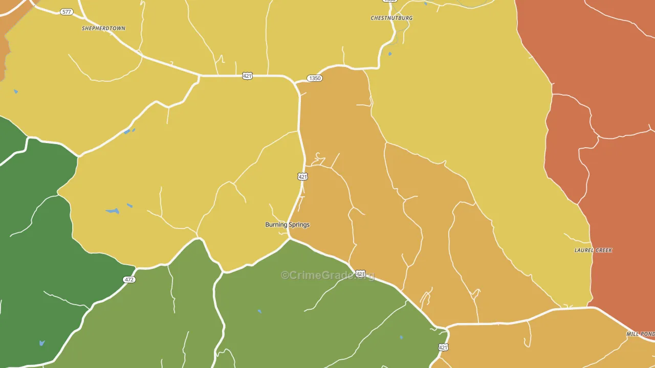 Burning Springs, KY Map of Vandalism Rates