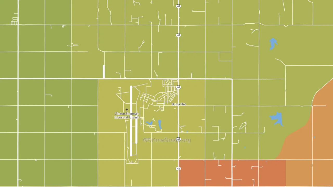 Burns Flat, OK Map of Vandalism Rates