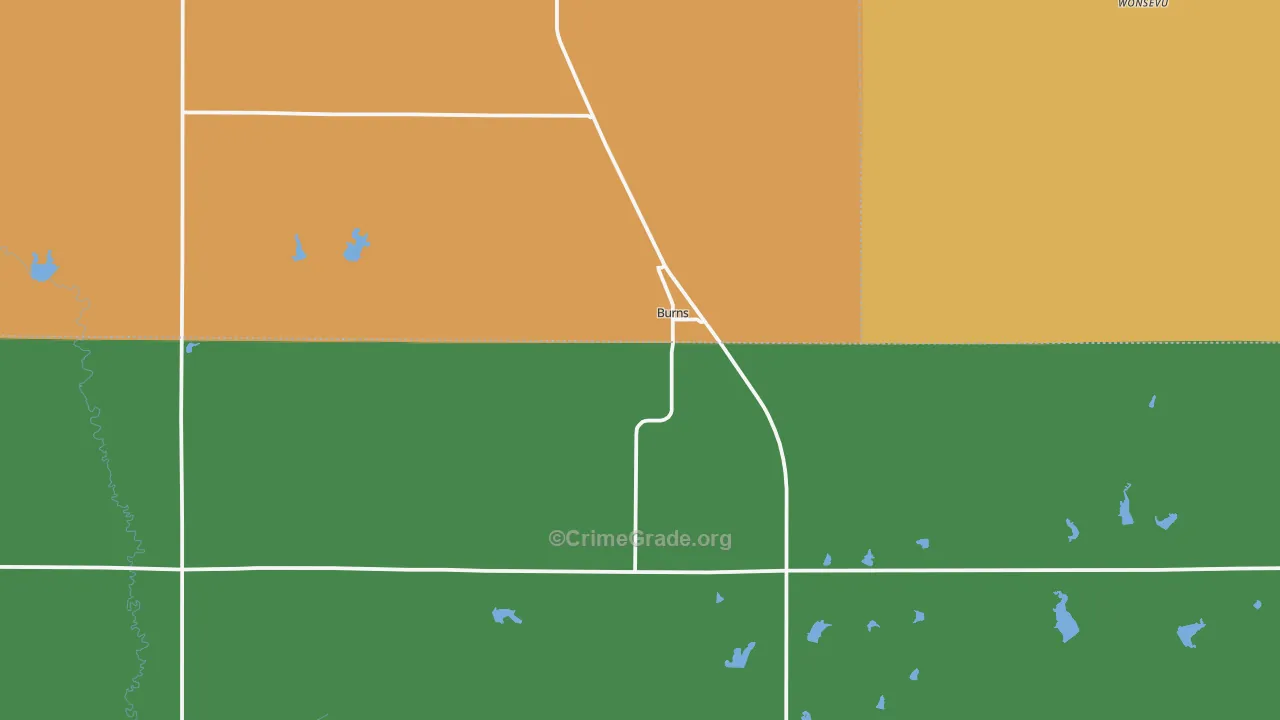 Burns, KS Map of Vandalism Rates
