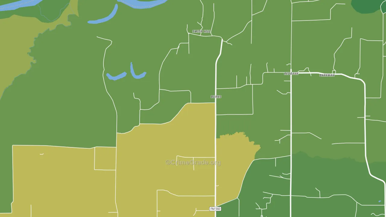 Burns, TX Map of Vandalism Rates