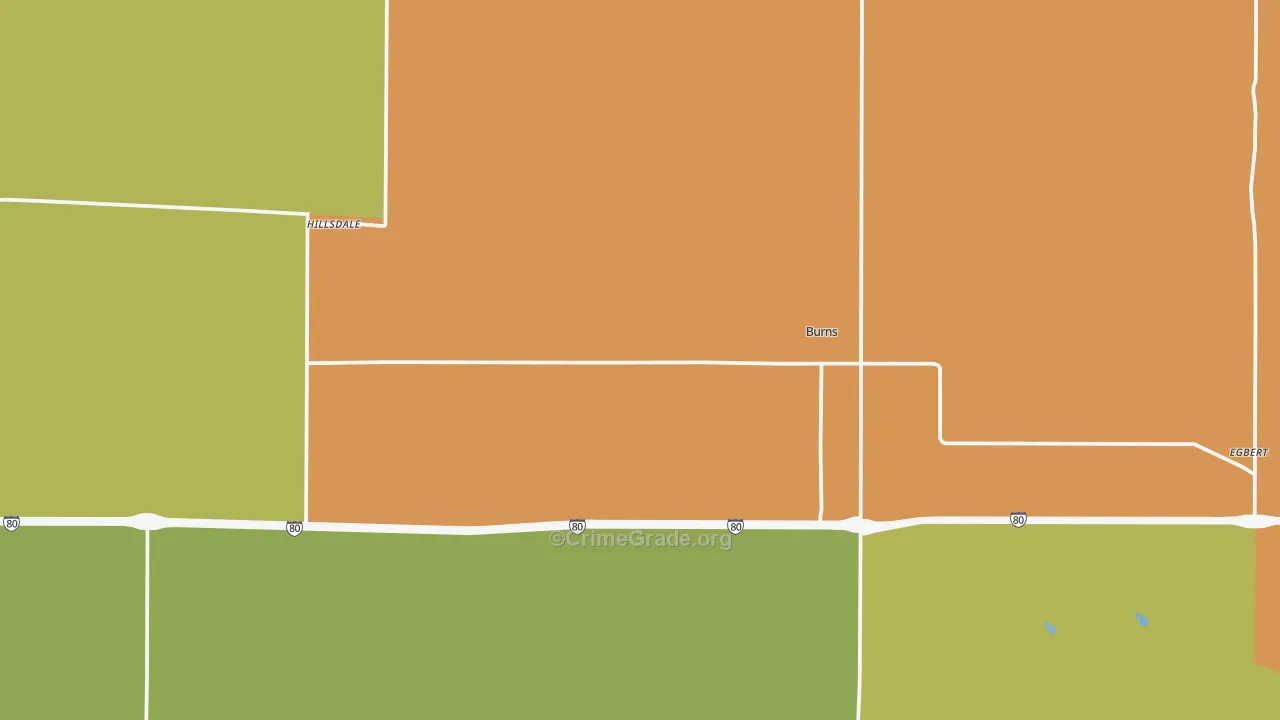 Burns, WY Map of Vandalism Rates