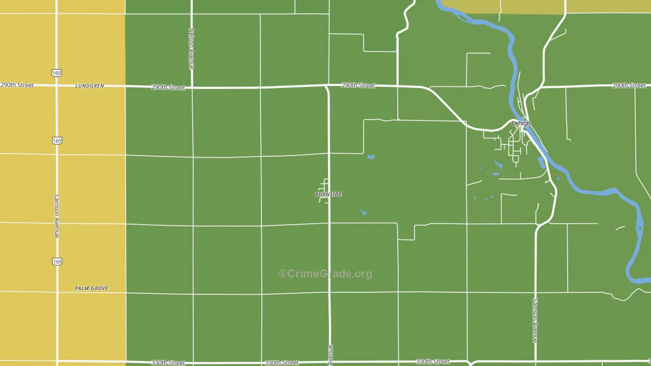 Burnside, IA Map of Vandalism Rates