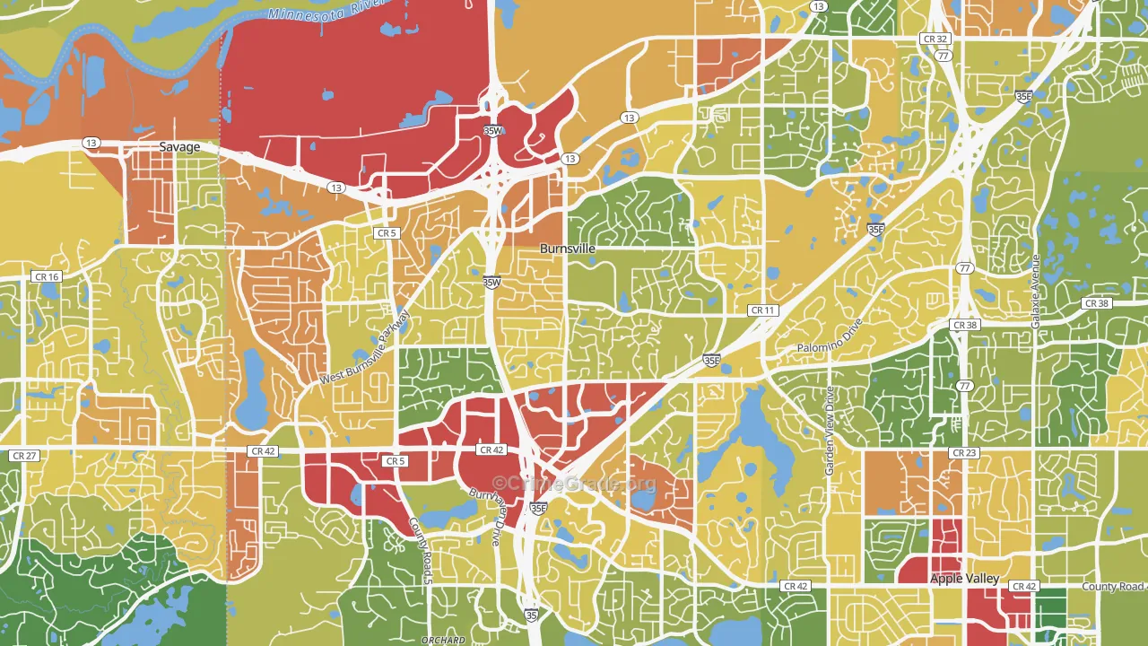 Burnsville, MN Map of Vandalism Rates