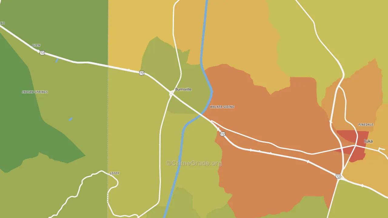 Burnsville, MS Map of Vandalism Rates