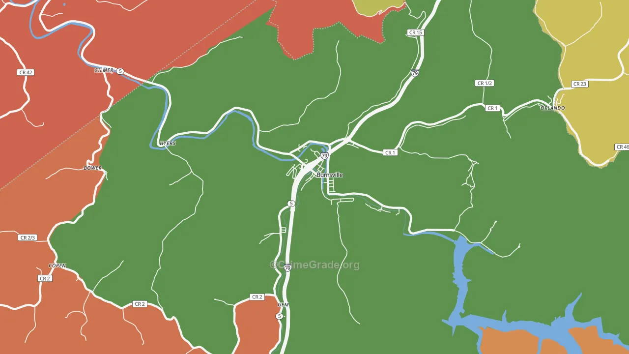 Burnsville, WV Map of Vandalism Rates
