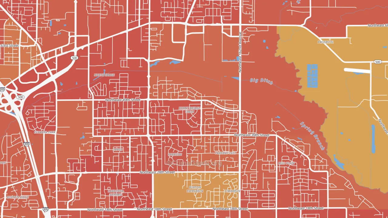 Burnt Bridge Creek, Vancouver, WA Map of Vandalism Rates