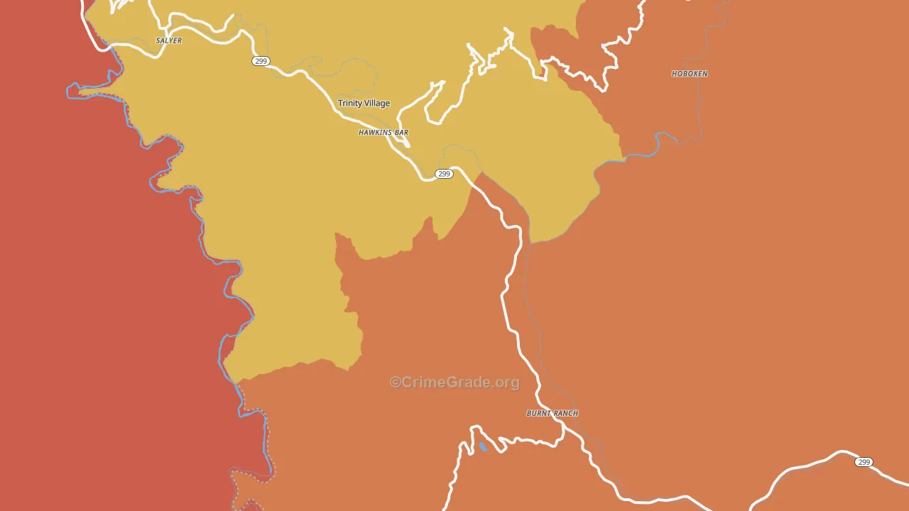 Burnt Ranch, CA Map of Vandalism Rates