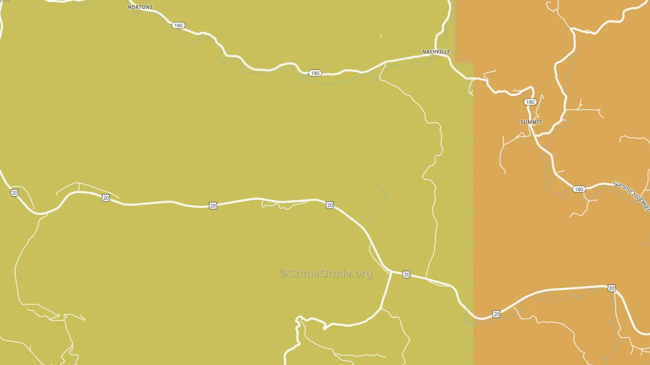 Burnt Woods, OR Map of Vandalism Rates