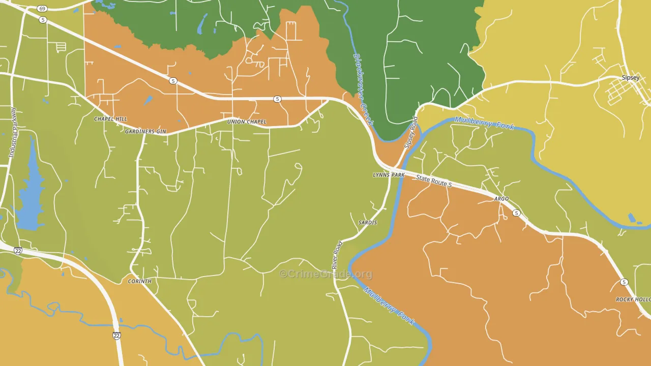 Burnwell, AL Map of Vandalism Rates