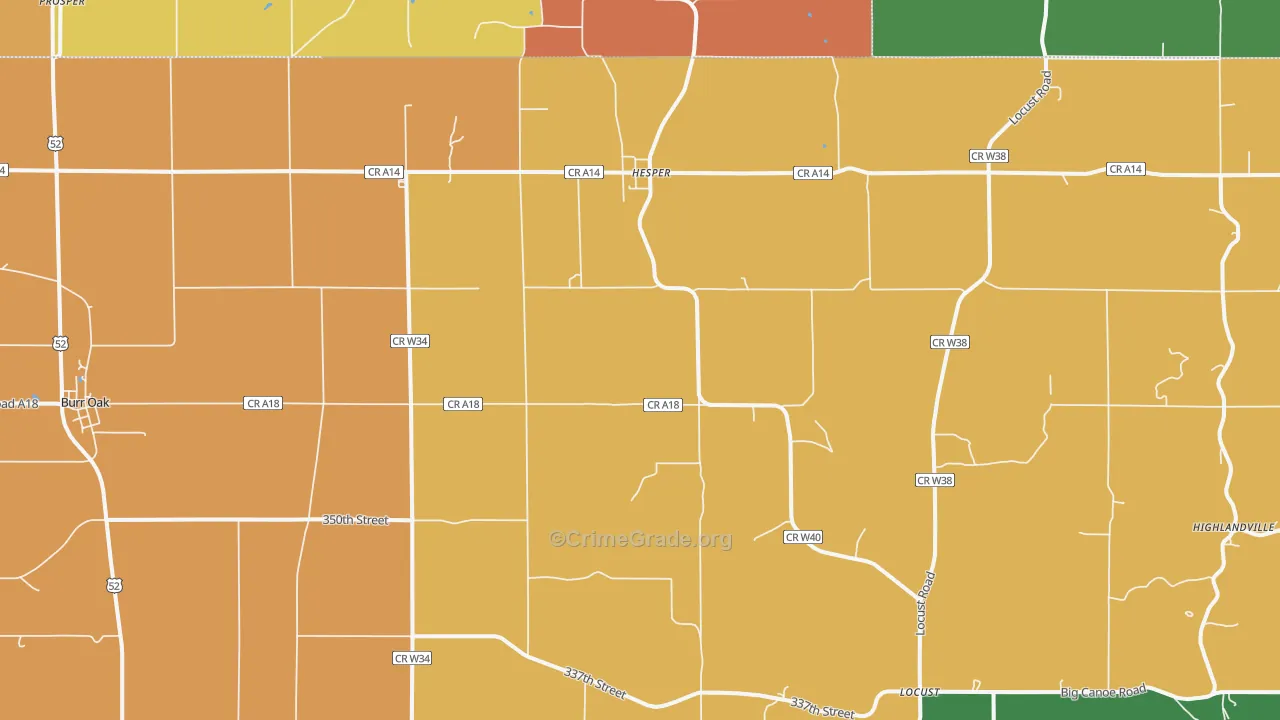 Burr Oak, IA Map of Vandalism Rates